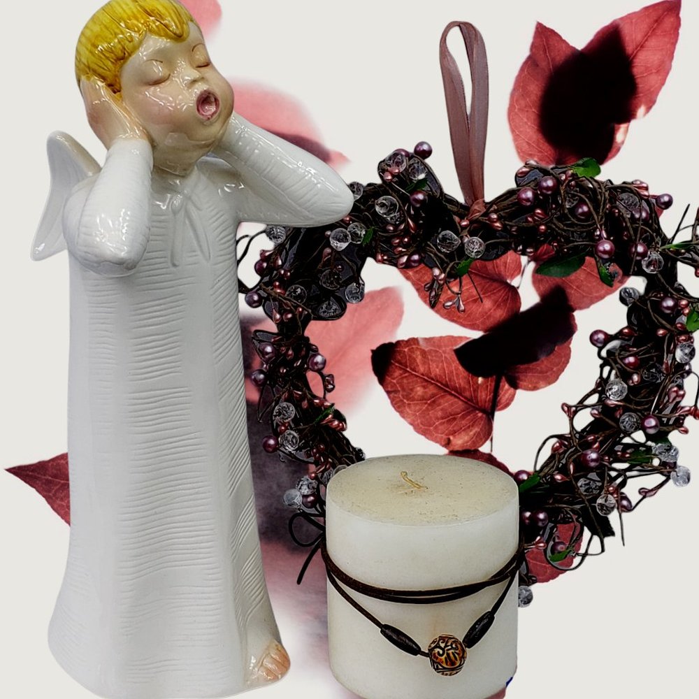 Vintage Weiss Hand Painted Singing Angel Pottery Figurine Brazil 15”BOY Preowned